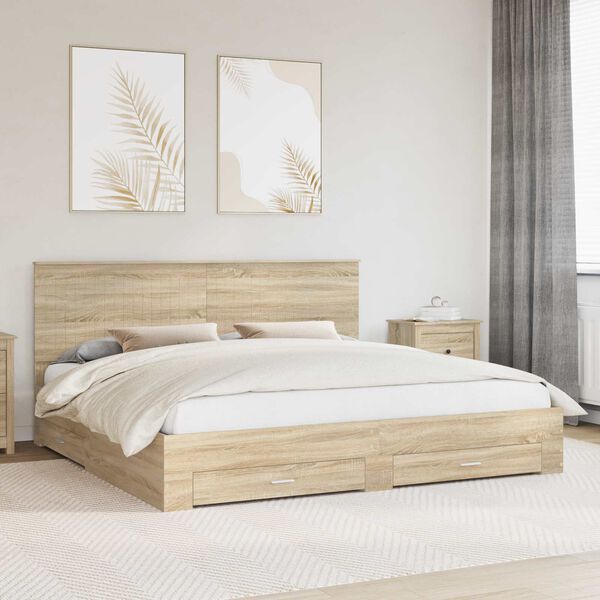 vidaXL Cadre de lit Ch&ecirc;ne Sonoma 200 x 200 cm Bois d'ing&eacute;nierie