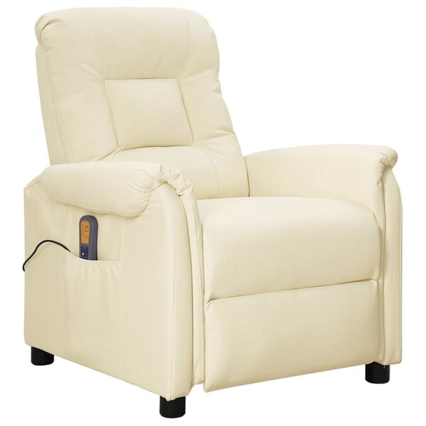 vidaXL Fauteuil de massage Cr&egrave;me Similicuir