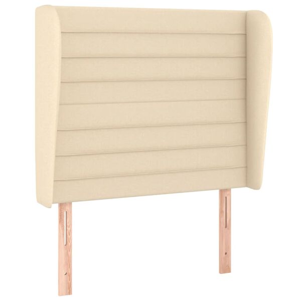 vidaXL T&ecirc;te de lit avec oreilles Cr&egrave;me 93x23x118/128 cm Tissu