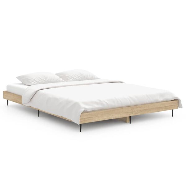 vidaXL Cadre de lit sans matelas ch&ecirc;ne sonoma 135x190 cm