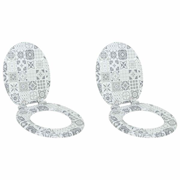 vidaXL Si&egrave;ge de toilette 2 pcs Porcelaine bleue et blanche 44 x 38 cm