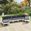 vidaXL Salon de jardin 7 pcs avec coussins blanc bois de pin massif
