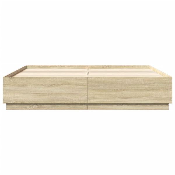 vidaXL Cadre de lit sans matelas ch&ecirc;ne sonoma 200x200 cm