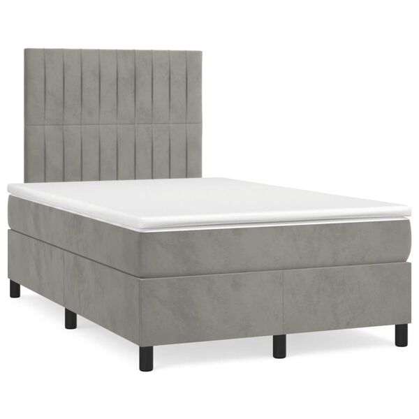 vidaXL Sommier &agrave; lattes de lit avec matelas LED gris clair 120x190 cm