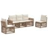 vidaXL Ensemble de canap&eacute; de jardin 5 pc Beige et blanc cr&egrave;me