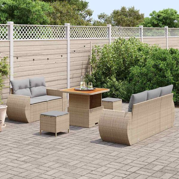 vidaXL Ensemble de canap&eacute; de jardin 8 pcs Beige et Gris clair