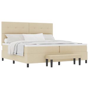 vidaXL Lit &agrave; ressorts avec t&ecirc;te de lit Cr&egrave;me 200 x 200 cm tissu