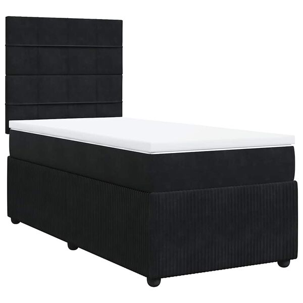 vidaXL Sommier &agrave; lattes de lit et matelas Noir 80x200 cm Velours