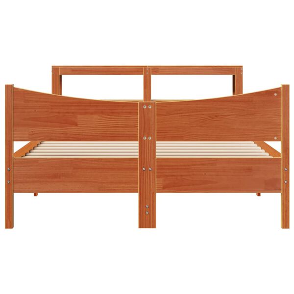 vidaXL Cadre de lit et t&ecirc;te de lit cire marron 120x200 cm bois de pin
