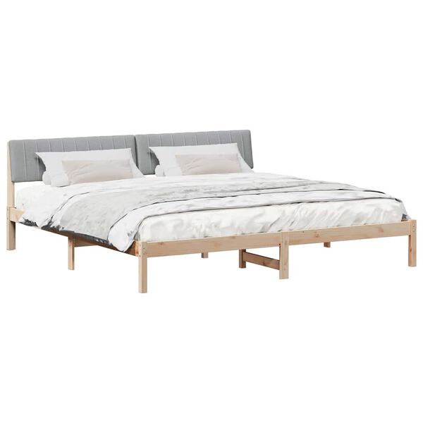 vidaXL Cadre de lit avec t&ecirc;te de lit Marron et gris clair 200 x 200 cm