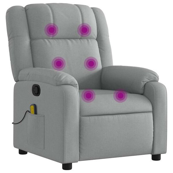 vidaXL Fauteuil de massage inclinable gris clair tissu