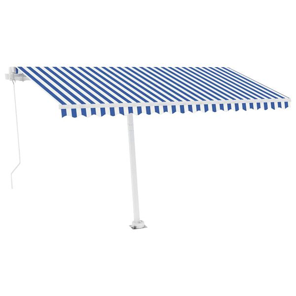 vidaXL Auvent manuel r&eacute;tractable sur pied 400x350 cm Bleu/Blanc