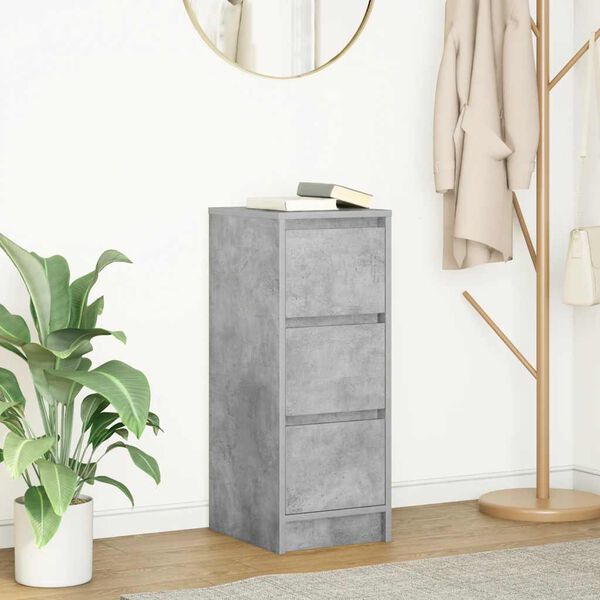 vidaXL Buffet gris b&eacute;ton 29,5x34x76 cm bois d'ing&eacute;nierie