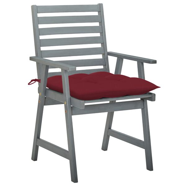 vidaXL Chaises &agrave; manger d'ext&eacute;rieur lot de 3 et coussins Acacia massif