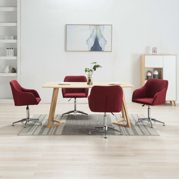 vidaXL Chaises pivotantes &agrave; manger lot de 4 rouge bordeaux tissu