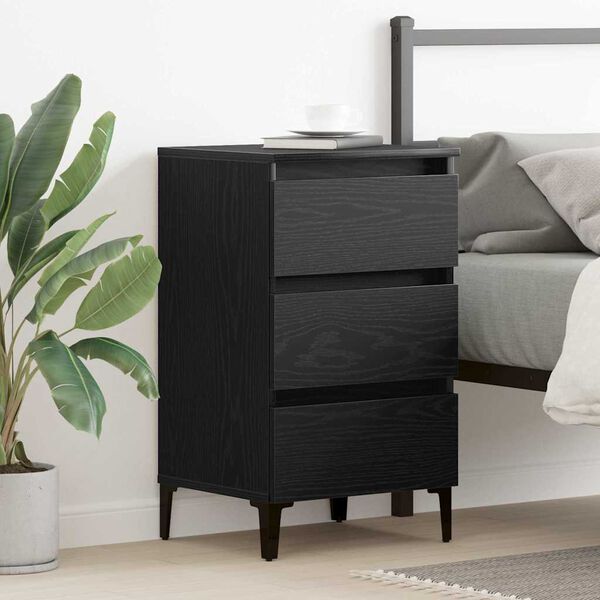 vidaXL Cabinet de chevet Ch&ecirc;ne noir 40 x 35 x 69 cm Bois d'ing&eacute;nierie