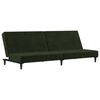 vidaXL Canap&eacute;-lit &agrave; 2 places avec repose-pied Vert fonc&eacute; Velours