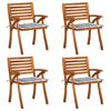 vidaXL Chaises de jardin avec coussins lot de 4 Bois de teck solide