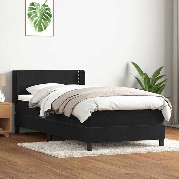 vidaXL Sommier &agrave; lattes de lit avec matelas noir 100x210 cm velours