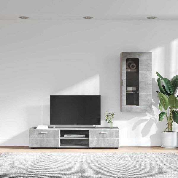 vidaXL Ensemble meuble TV FLORIN Gris b&eacute;ton Bois d'ing&eacute;nierie