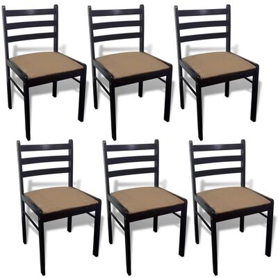 vidaXL Chaises à manger lot de 6 marron bois solide et velours