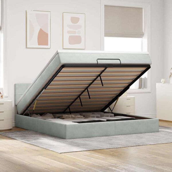 VidaXL Cadre de lit ottoman avec matelas gris clair 160x200 cm velours