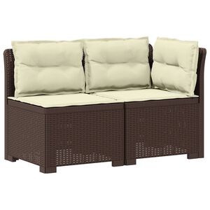 vidaXL Canap&eacute; de jardin 2 places avec coussins look rotin PP Marron