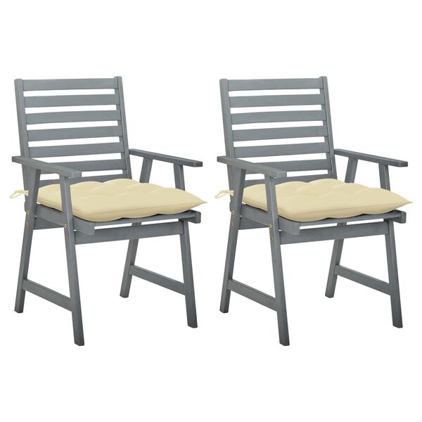 vidaXL Chaises à manger d'extérieur lot de 2 et coussins Acacia massif