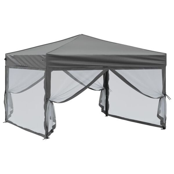 vidaXL Tente de réception pliable avec parois Anthracite 3x3 m