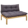vidaXL Unit&eacute; de canap&eacute; du milieu Acacia Clair et Gris Fonc&eacute;