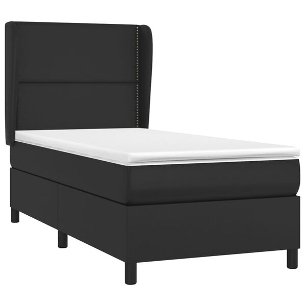 vidaXL Sommier &agrave; lattes de lit avec matelas Noir 100x200 cm Similicuir