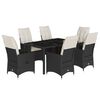 vidaXL Ensemble &agrave; manger de jardin coussins 7pcs Noir R&eacute;sine tress&eacute;e