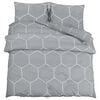 vidaXL Ensemble de housse de couette gris et blanc 200x200 cm coton