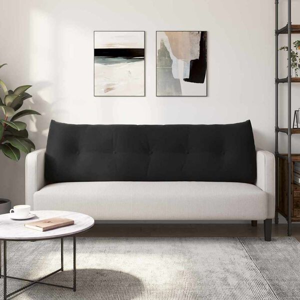 vidaXL Coussin de Dos Noir 160 x 24 x 50 cm Velours