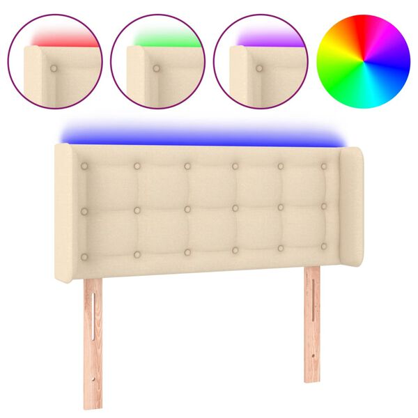vidaXL T&ecirc;te de lit &agrave; LED Cr&egrave;me 93x16x78/88 cm Tissu