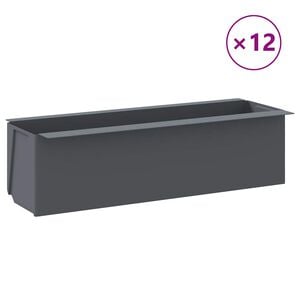 vidaXL Bo&icirc;tes &agrave; fleurs pour palettes euro 12 pcs Gris 36x13,5x9,5cm PP