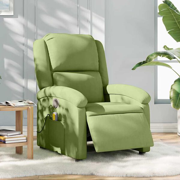 vidaXL Fauteuil inclinable de massage &eacute;lectrique vert clair velours