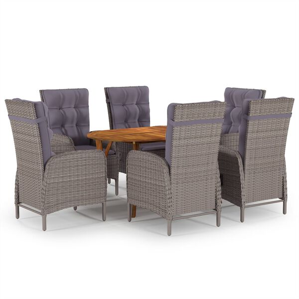 vidaXL Ensemble &agrave; manger de jardin 7 pcs Gris