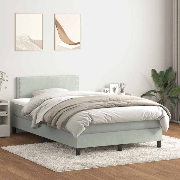 vidaXL Sommier &agrave; lattes de lit et matelas gris clair 120x210cm velours