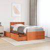 vidaXL Lit avec tiroirs/matelas cire marron 100x200 cm bois massif pin