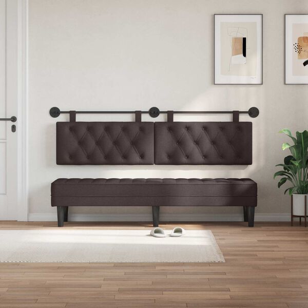 vidaXL T&ecirc;te de lit suspendue Marron fonc&eacute; 190 x 55 x 7 cm tissu