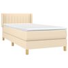 vidaXL Sommier &agrave; lattes de lit avec matelas Cr&egrave;me 90x200 cm Tissu