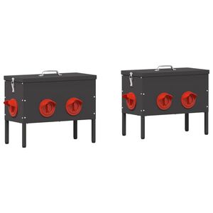 vidaXL Mangeoire pour poules 2 Noir 41,5 x 20,5 x 33 cm 15 kg