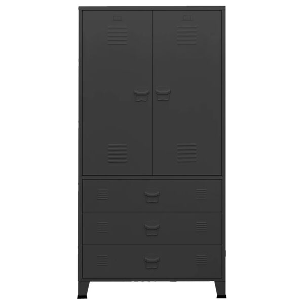 vidaXL Garde-robe industrielle Noir 90x50x180 cm M&eacute;tal