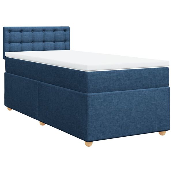 vidaXL Sommier &agrave; lattes de lit avec matelas Bleu 90x190 cm Tissu