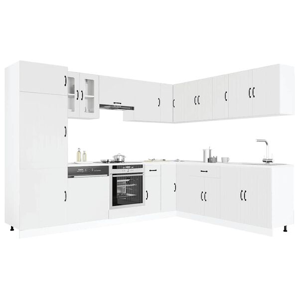 vidaXL Ensemble d'armoires de cuisine 14 pcs Lucca bois d'ing&eacute;nierie