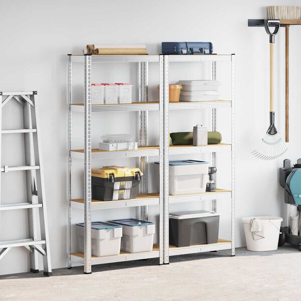 vidaXL &Eacute;tag&egrave;res de rangement &agrave; 5 niveaux 2 pcs acier bois d'ing&eacute;nierie