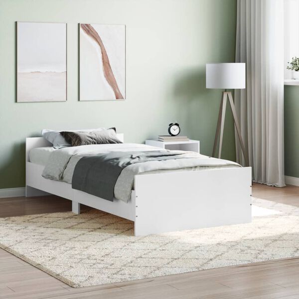 vidaXL Cadre de lit sans matelas blanc 100x200 cm bois d'ing&eacute;nierie