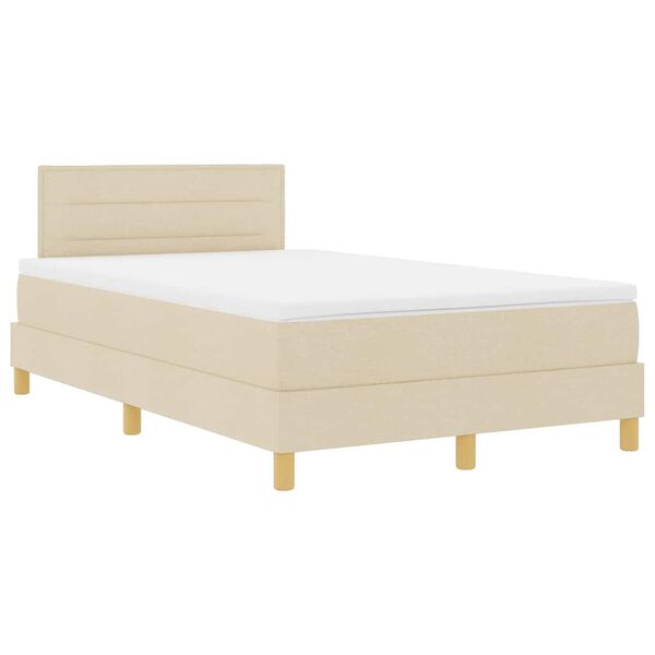 vidaXL Lit &agrave; ressorts avec matelas Cr&egrave;me 120 x 200 cm tissu
