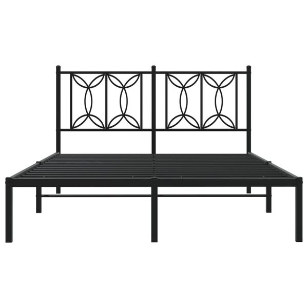 vidaXL Cadre de lit m&eacute;tal sans matelas avec t&ecirc;te de lit noir 140x190cm